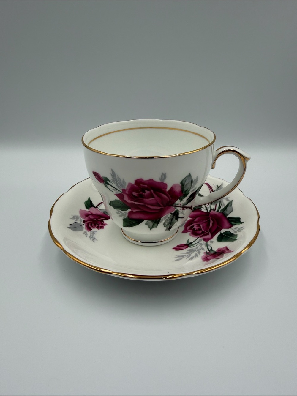 Duchess Pandora 645 Bone China Teacup & Saucer Floral Roses